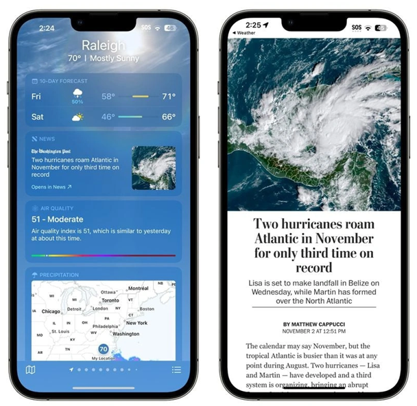 文登苹果14维修分享iPhone 14手机如何看天气时顺带看新闻 