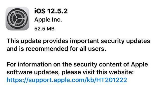 文登苹果手机维修分享iOS12.5.2发布，建议所有老苹果用户安装 